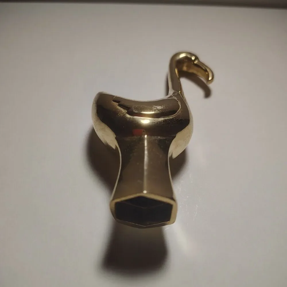 Vintage Chrome Swan Goose Finial Rhinestone Eye Mid Century Decorative Topper